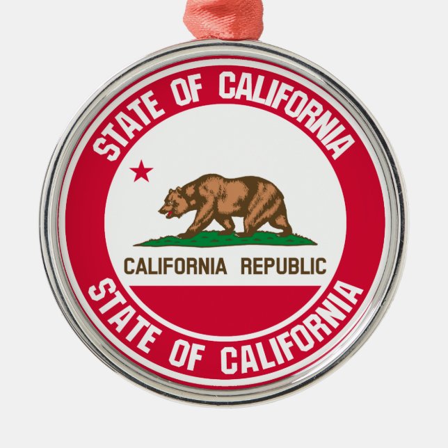 California Round Emblem Julgransprydnad Metall (Framsidan)