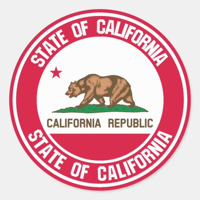 California Round Emblem Runt Klistermärke (Framsida)