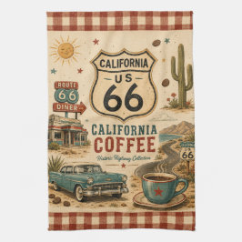 California Route 66 Kaffe Road Trip Konst Kökshandduk
