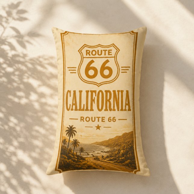 California Route 66 Kustnära Retro Soffaaccent Lumbarkudde (Skapare uppladdad)