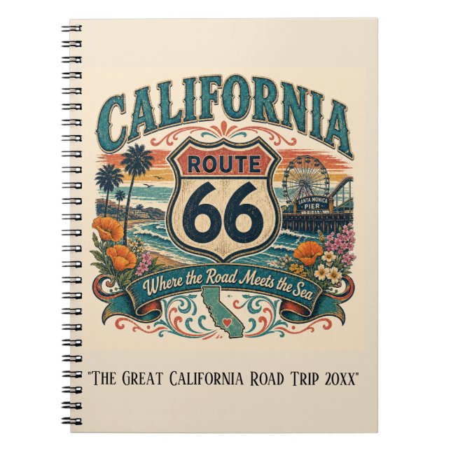 California Route 66 Road Trip Journal Anteckningsbok (Framsidan)