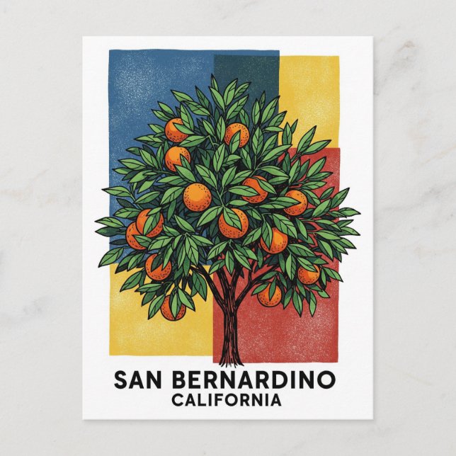 California San Bernardino Orange Träd Vykort (Framsida)