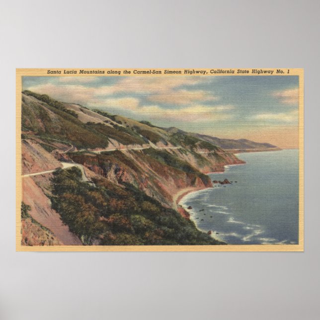 California Santa Lucia Mts längs Hwy 1 Poster (Framsidan)