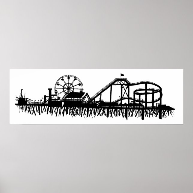California Santa Monica Iconic Pier Silhouette Poster (Framsidan)