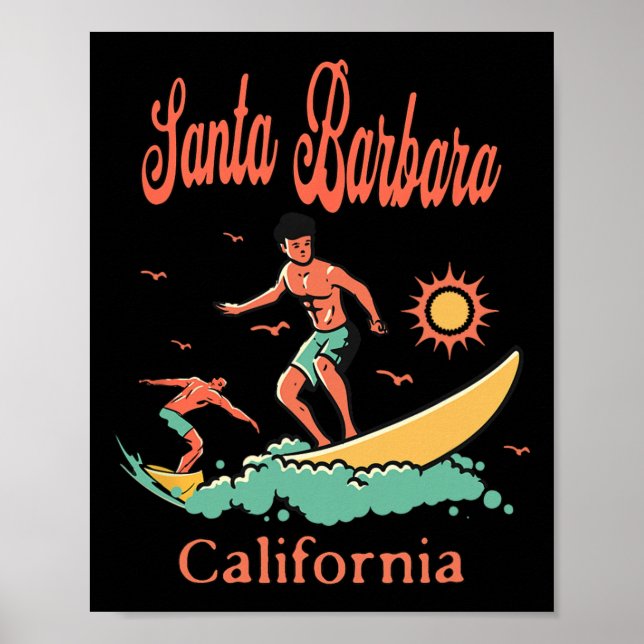 California Santa Rra Ca Surfer Surfing Beach Vacat Poster (Framsidan)