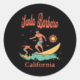 California Santa Rra Ca Surfer Surfing Beach Vacat Runt Klistermärke