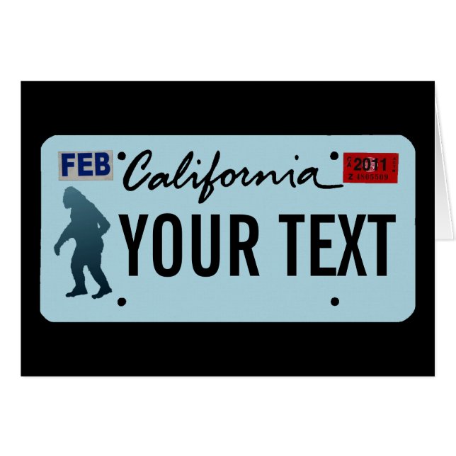 California Sasquatch License Plate Hälsningskort (Framsidan Horizontal)