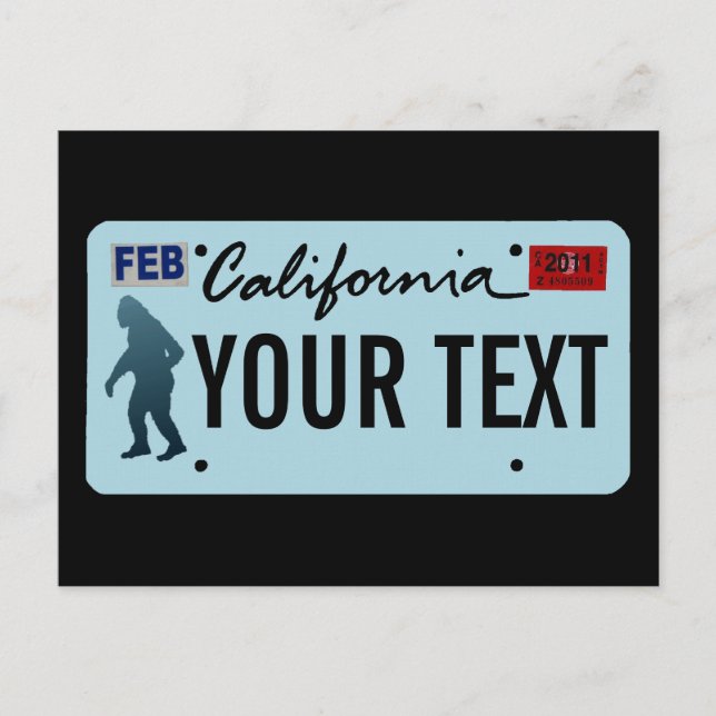 California Sasquatch License Plate Vykort (Framsida)