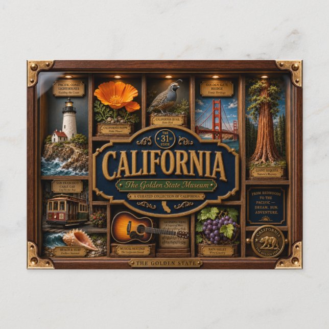 California Shadow Box 3D Figurin Stat Vykort (Framsida)