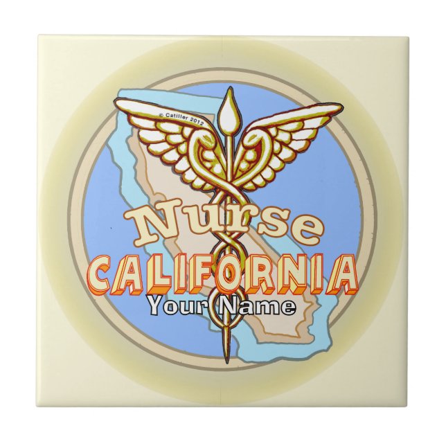 California Sjuksköterska Caduceus  Kakelplatta (Framsidan)