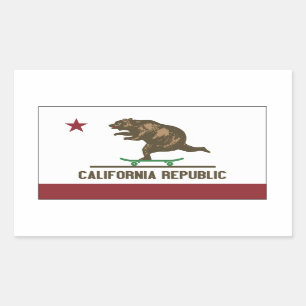 California Skateboard Bear Rektangulärt Klistermärke