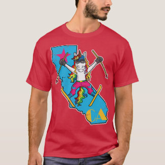 California Ski Skiing Unicorn Retro Cute T Shirt