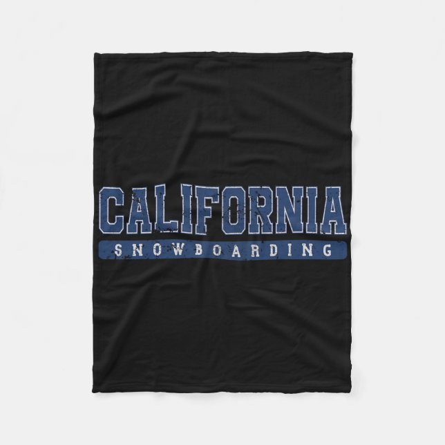 California Snowboarding Blue Vintage Text Fleecefilt (Framsidan)