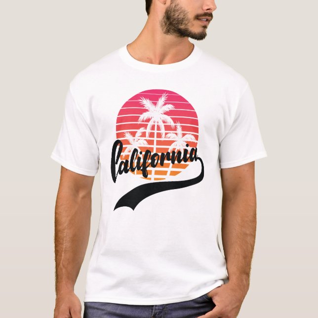 California Sommar Retro Solnedgång Herr T-Shirt (Framsida)