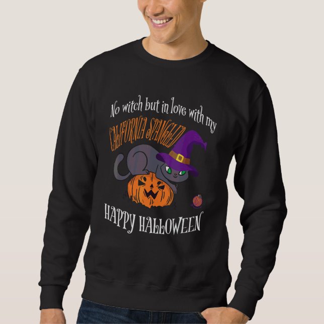 California Spangled Katt inte en häxa Halloween Lång Ärmad Tröja (Framsida)