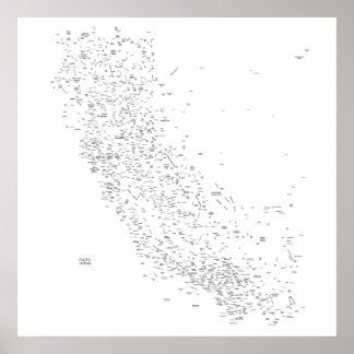 California ställe karta poster