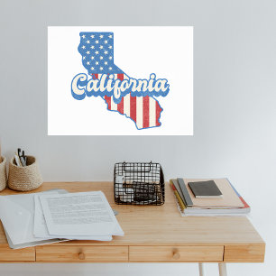 California Stars & Rand Silhouette Poster