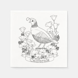 California State Bird and Flower Coloring Page Pappersservett