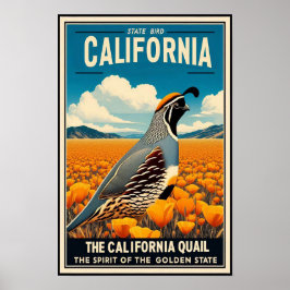 California State Bird - California Quail Vintage Poster