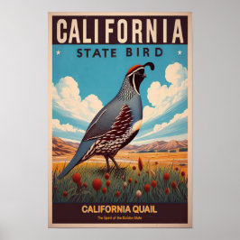 California State Bird - California Quail Vintage Poster