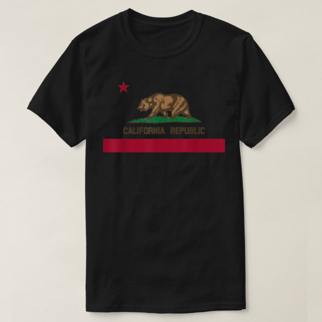California State Flag - CA Bear Republic  T Shirt (Design framsida)