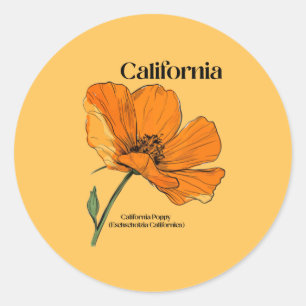 California State Flower Sticker Runt Klistermärke