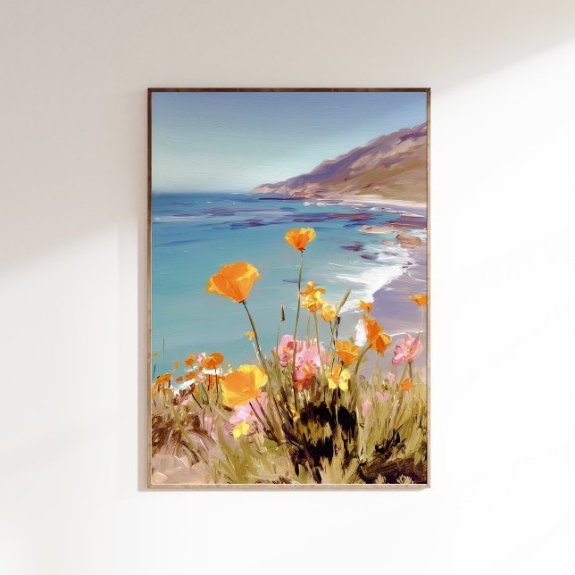 California State Flower  Vallmo Art print Poster (california poppy, state flower art, poppy wall art, botanical print, california decor, wildflower ar)