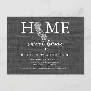 CALIFORNIA State Flytta Notification Post Card Meddelande Vykort