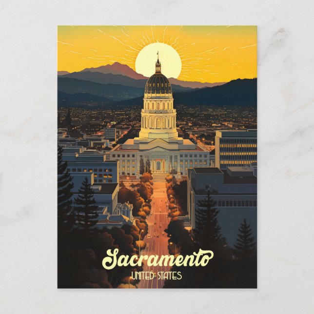 California State Huvudstad Sacramento Travel Vykort (Framsida)