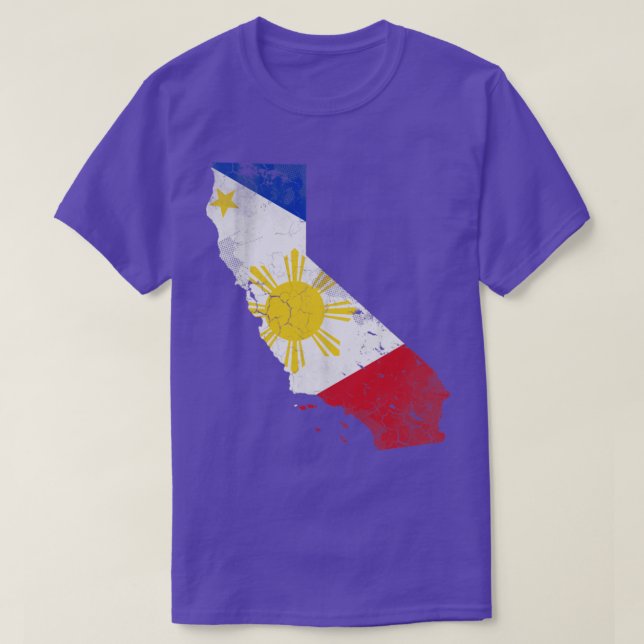 California State Karta Filipino American Flagga Ph T Shirt (Design framsida)