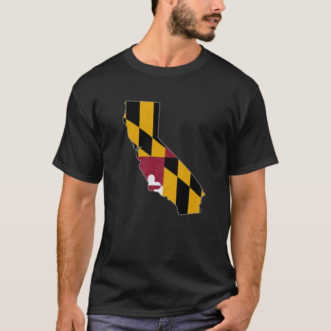 CALIFORNIA STATE KARTA MARYLAND MD Flagga Roots Ma T Shirt (Framsida)