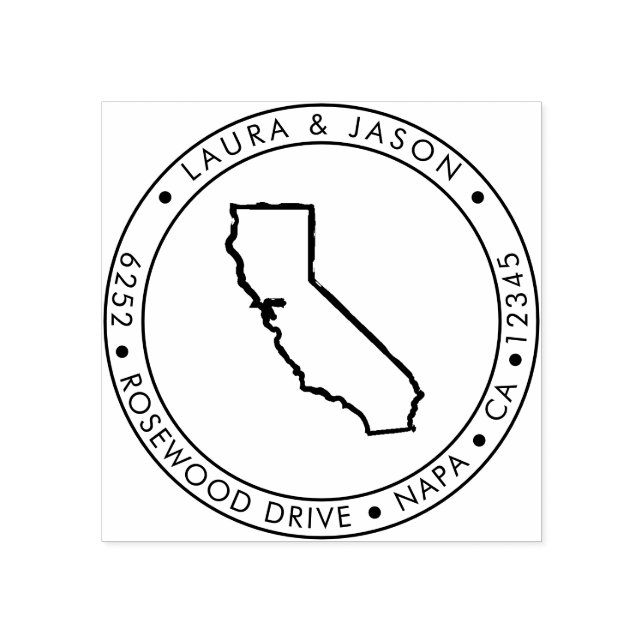 California State Karta Returadress Wood Art Frimär Stämpel (Tryck)