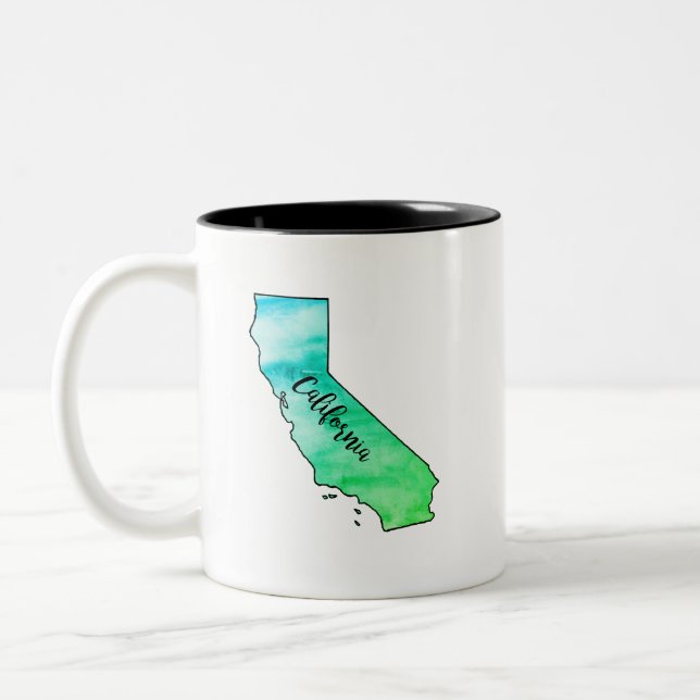 California State Karta Watercolor Två-Tonad Mugg (Vänster)