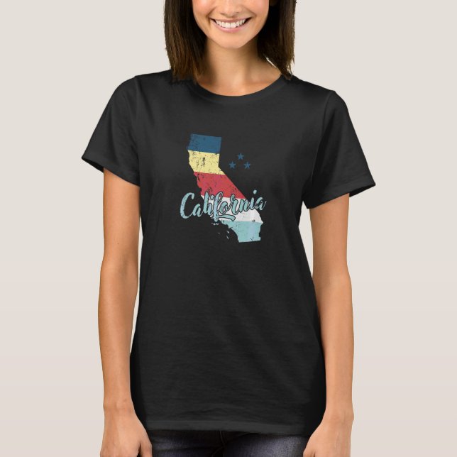 California State Outline Karta Usa T Shirt (Framsida)