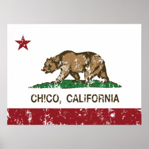 California Statlig flagga Chico Poster