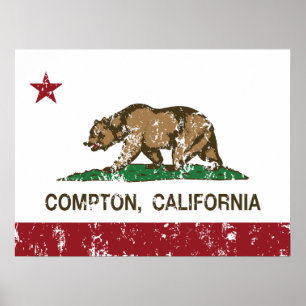 California Statlig flagga Compton Poster