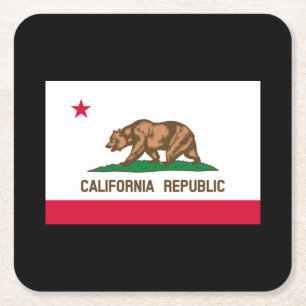 California Statlig flagga Design Underlägg Papper Kvadrat