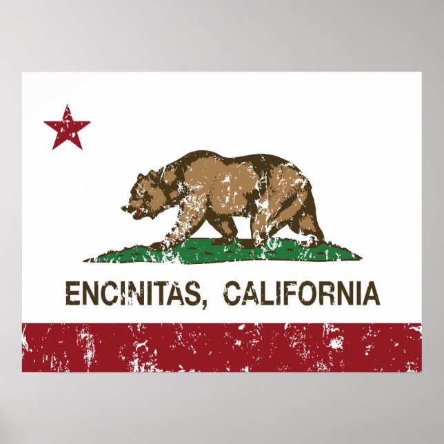 California Statlig flagga Encinitas Poster (Framsidan)