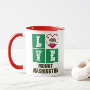 California Statlig flagga Heart Kärlek Mount Washi Mugg