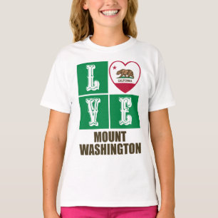 California Statlig flagga Heart Kärlek Mount Washi T Shirt