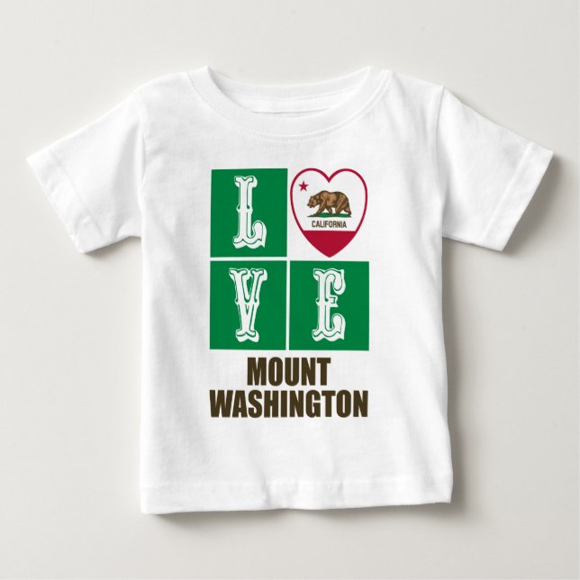 California Statlig flagga Heart Kärlek Mount Washi T Shirt (Framsida)