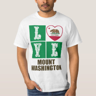 California Statlig flagga Heart Kärlek Mount Washi T Shirt