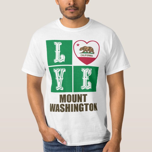 California Statlig flagga Heart Kärlek Mount Washi T Shirt (Framsida)