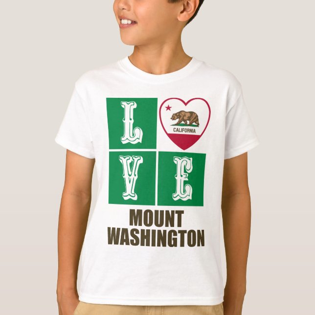 California Statlig flagga Heart Kärlek Mount Washi T Shirt (Framsida)