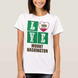 California Statlig flagga Heart Kärlek Mount Washi T Shirt