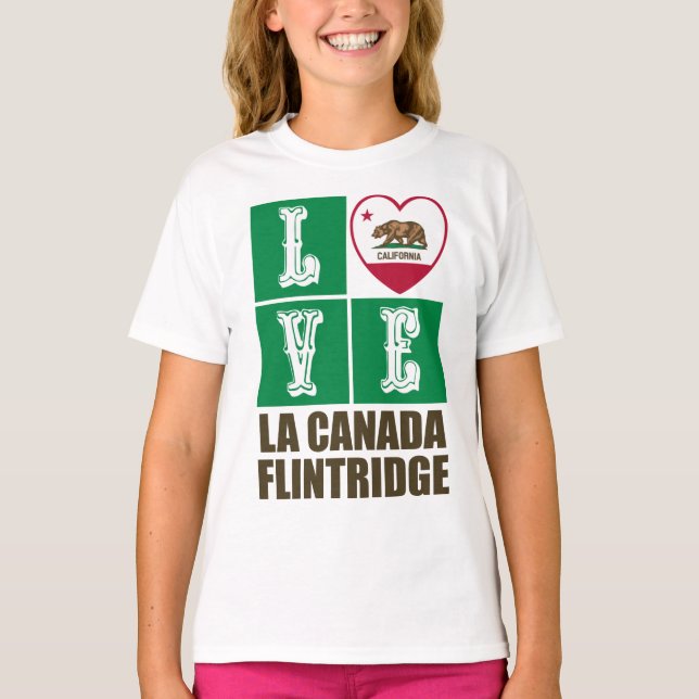 California Statlig flagga Heart La Canada Flintrid T Shirt (Framsida)