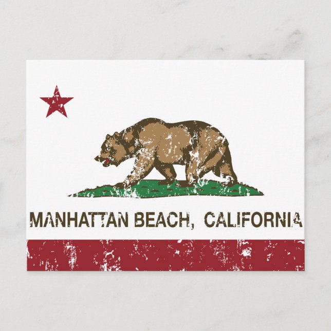 California Statlig flagga Manhattan Beach Vykort (Framsida)