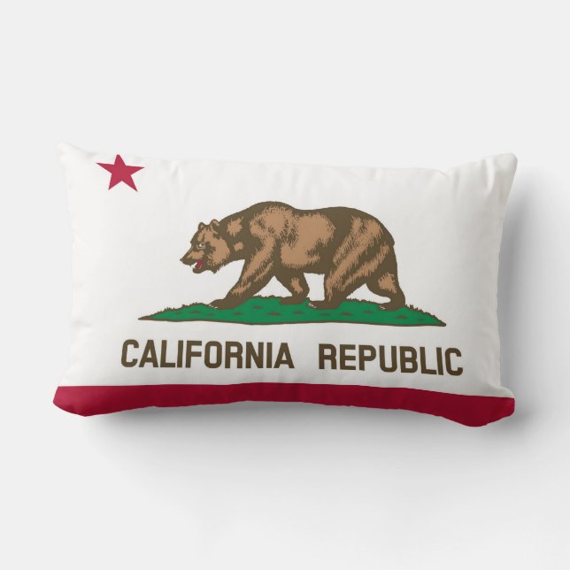 California Statlig flagga Print Patriotic Lumbarkudde (Baksida)