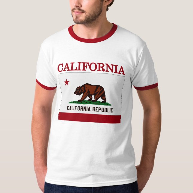 California Statlig flagga Ringer T-shirt (Framsida)