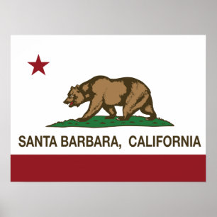 California Statlig flagga Santa Barbara Poster